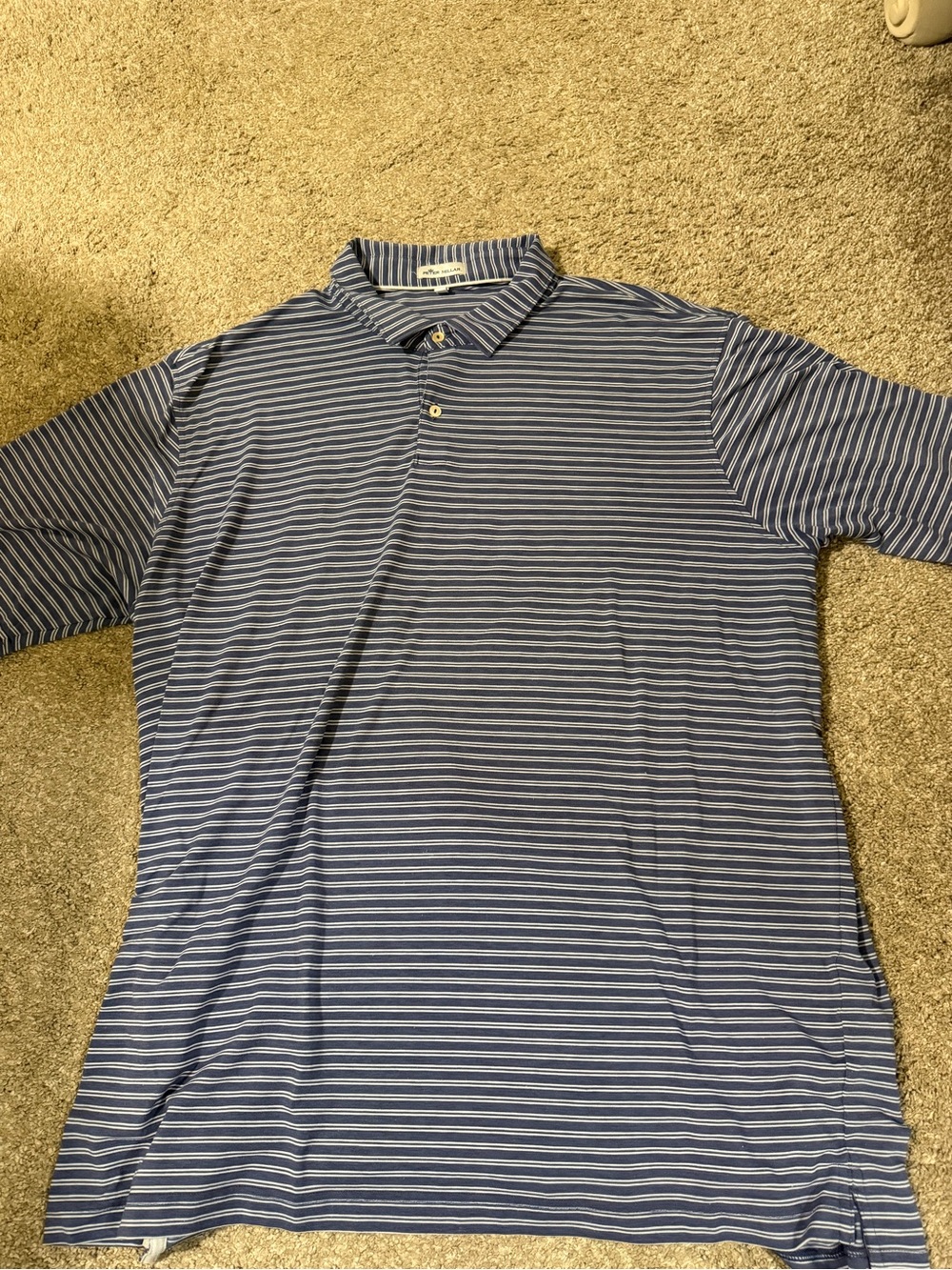 Peter Millar Blue and White Striped Polo